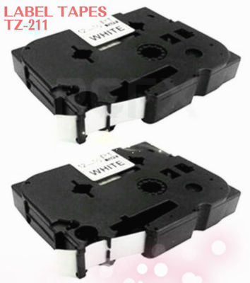 Лента 6mm x 8m TZe-211 ярлыка совместимого P-Касания TZ-211 брата черным по белому